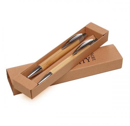Goa Bamboo Ball Pen And Pencil Gift Set - Custom Logo